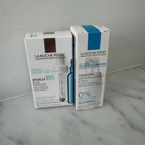 La Roche-Posay Hyalu B5 Eye Serum & Toleriane Dermallergo Eyes — Blue and White